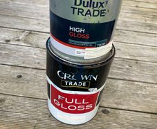 5 litre & 2.5 litre dark blue gloss paint