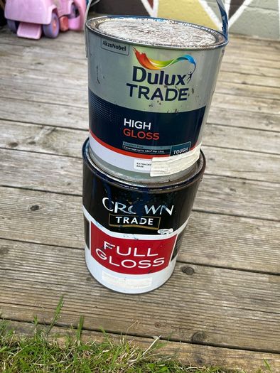 5 litre & 2.5 litre dark blue gloss paint