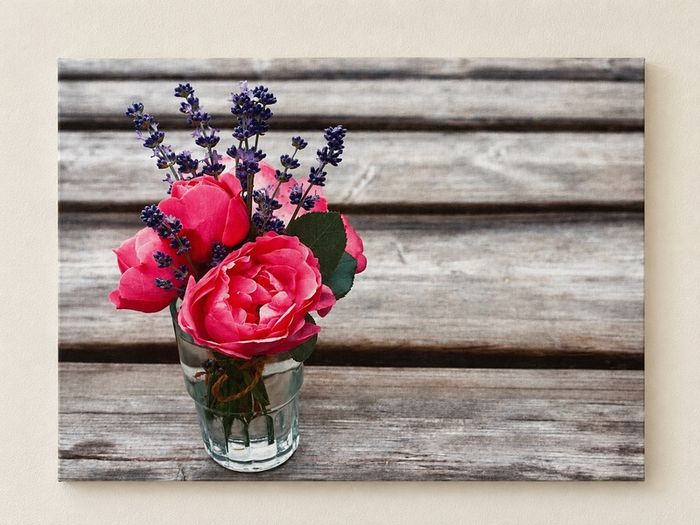 Pink Roses & Lavender Canvas Floral Wall Art