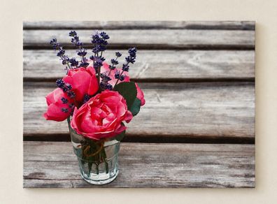 Pink Roses & Lavender Canvas Floral Wall Art