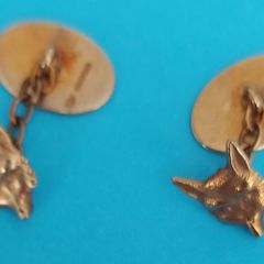 9 Ct Gold Gents "FOX" Cuff Links Sheffield 1972 8.1g