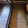 King size ottoman storage bed with navy velvet headboard Image 5