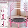 450 LBS Foldable Mini Trampoline for Adults, 40 inch Indoor Fitness Rebounder with U-Shape Adjustable Foam Handle, Quiet Bungee Jump System & Cordless Jump Ropes Image 3