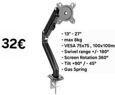 TV Monitor Desk Mount Arm Bracket Tilt Swivel 13-27"