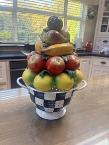 Beautiful  ceramic fruit on bowl