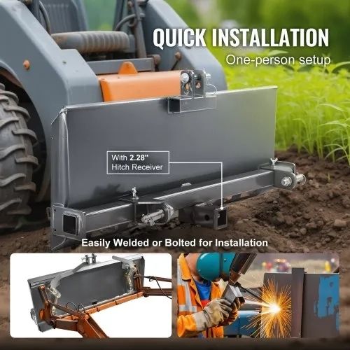 Universal 3-point Skid Steer Plate, 3/8" Skid Steer Attachment Plate, Skid Steer Mount Plate Steel Adapter Loader, Compatible with Deere, Kubota