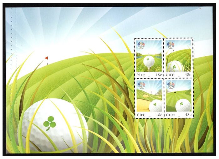 2006 Ireland Ryder Cup Matches Stamp Booklet Mint Never Hinged (MNH). Hibernian HB132.  Scanned images of panes included but item is compete booklet