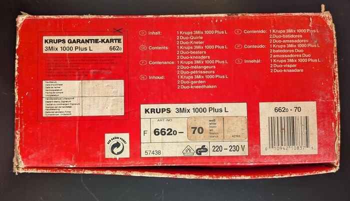 Vintage Krups 3Mix 1000 Plus Hand Mixer 662-70 Boxed Vintage Attachments