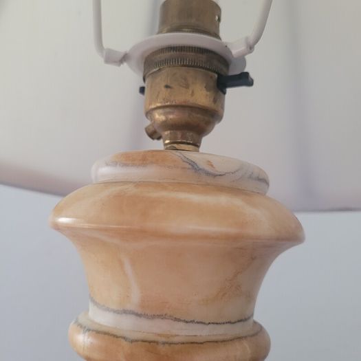 Antique carved marble table lamp