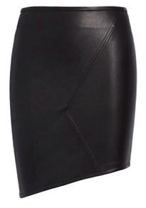 Bash asymmetrical leather skirt