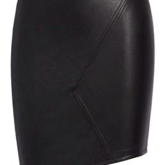 Bash asymmetrical leather skirt