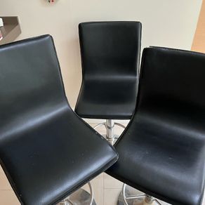 3 Kitchen Bar Stools Black with silver finish