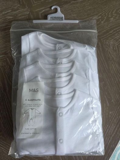 5 M&S Baby Sleep suits 0-3 months