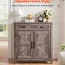 Coffee Bar Cabinet, Farmhouse Coffee Bar Table with Drawer, Buffet Stand Cabinet with 2 Barn Doors, Sideboard Buffet Station for Living Room Image 2