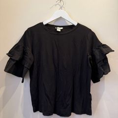 H&M Sheer Ruffle Sleeve Top Size S!