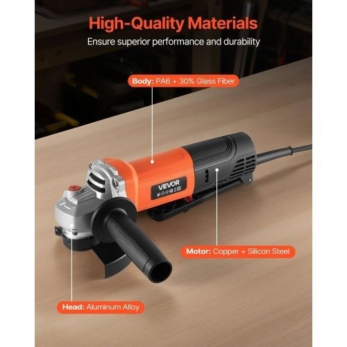 Angle Grinder, 114.3mm Electric Grinder Power Tool, 4.5Amps 12000RPM High-Speed Corded Angle Grinders with Adjustable Dust Guard for Metal Grinding, Cutting, Rust Removal Disc Not Included