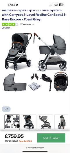 Buggy / Pram / Car Seat / Bassinet travel system