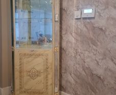 High gloss corner display cabinet
