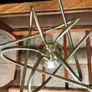 1980s Vintage Antique Brass Stylish 5 Arm Opaque Marble Effect Ceiling Lights Image 4