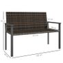 2 Seater Rattan Garden Bench, Outdoor Bench with Quick-Drying Cotton Padding, Wicker Garden Loveseat with Armrests, Steel Frame for Patio, Park, Mixed Brown Image 3