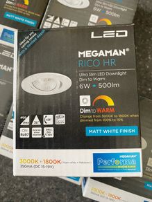 Megaman Recessed LED spot RICO DTW HR, IP44, 9W 1800-3000K 700lm 36, CRi> 90, swiveling, dim2warm, white