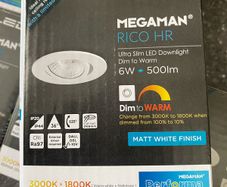 Megaman Recessed LED spot RICO DTW HR, IP44, 9W 1800-3000K 700lm 36, CRi> 90, swiveling, dim2warm, white