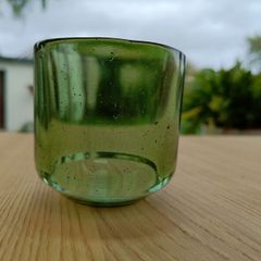 15 X jysk green glass candle holders