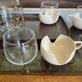 Retro MCM 1970s Dutch Glass Butterfly Coffee Pot with 4 Tulip Cups Mugs With Removable Covers Image 5