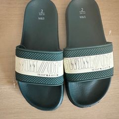 Summer sandals/ slides/ flip flops Green and white rubber EU 34 M&S