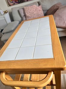Solid wood kitchen trolley with Tiled top.