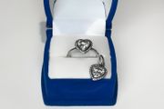 Authentic Pandora Silver Heart Halo Ring &amp; Matching Pendant Set