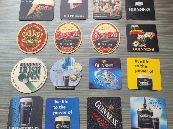 16 Vintage Irish Stout Beer Mats/Coasters 1990s & 2000s