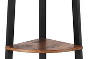 Corner Shelf, Storage Rack, Bookcase, 4-Tier Ladder Shelf, Easy Assembly, Sturdy Steel Frame, for Living Room, Bedroom, Industrial Style, Rustic Brown and Black