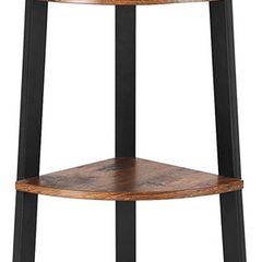 Corner Shelf, Storage Rack, Bookcase, 4-Tier Ladder Shelf, Easy Assembly, Sturdy Steel Frame, for Living Room, Bedroom, Industrial Style, Rustic Brown and Black
