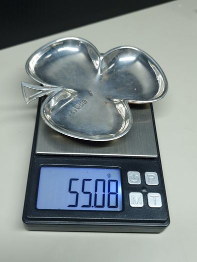 Vintage Irish sterling silver shamrock / clover trinket dish, fully hallmarked Dublin.