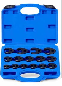 Wrench set, LIROPAU 15PCS Crowfoot Wrench Set, 3/8 and 1/2 Drive Crowfoot Flare Nut Wrench Set, 8-24 mm Metric Chromium Molybdenum Steel Open End Drive Crows feet Spanners Wrench Set, Crows Foot Spanner Set