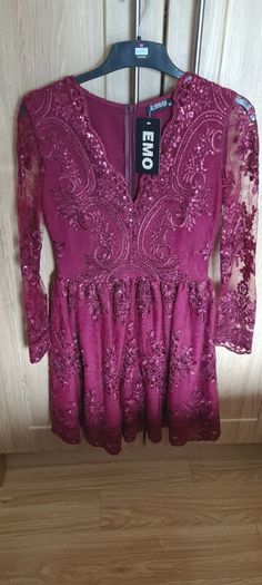 Burgundy Lace Skater Dress