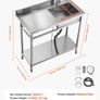 Stainless Steel Utility Sink Free Standing Image 7