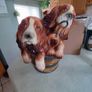 Rare Vtg Cocker Spaniels Figurine Statue Brinns Portugal 10.5 x8 Inches Dogs in Bucket. Image 6