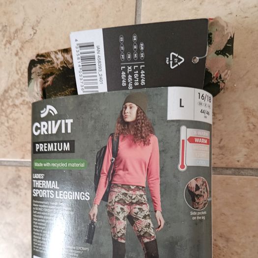 Crivit Premium Ladies Thermal Sport Leggings Size L EUR 44/46 GB 16/18 Warm Lidl
