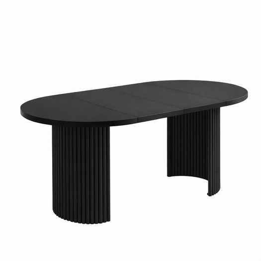 Black Extending Dining Table  Round to Oval Design  100-180cm