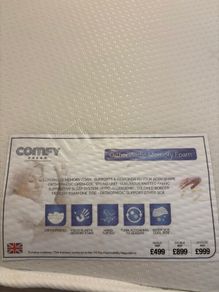 Small double bed: base, headboard and orthopedic memory foam mattress