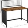_Desk with Mesh Panel, Computer Table, Computer Table, with Fabric Storage Pockets, for Photos, Stationery, Industrial Style, Rustic Brown and Black Image 5