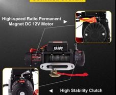 6 tone Electric Winch 13500 LBS/ 6123KG 12V 27M/92FT Synthetic Tow Rope