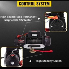 6 tone Electric Winch 13500 LBS/ 6123KG 12V 27M/92FT Synthetic Tow Rope