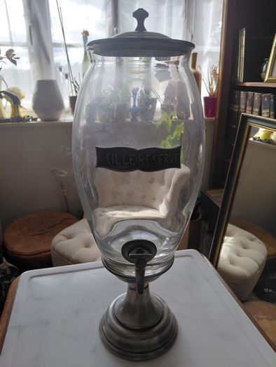 Vintage French liquor dispenser plaque on front Vielle Reserve