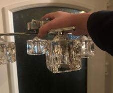 ceiling light with square glass around the bulbs