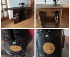 Vintage Singer Sewing Machine in Wooden Cabinet