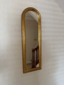 Vintage Arched Gold Leaf / Gilt Pier Wall Mirror (30" x 10")