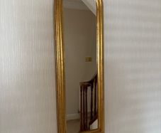 Vintage Arched Gold Leaf / Gilt Pier Wall Mirror (30" x 10")